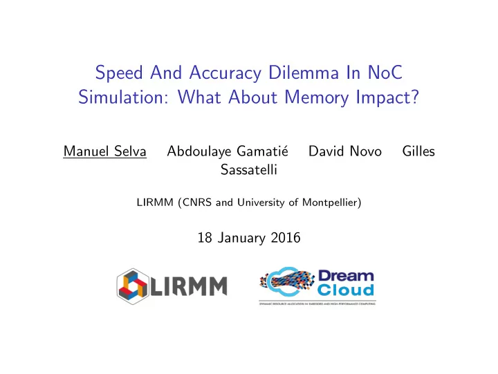 speed and accuracy dilemma in noc simulation what about