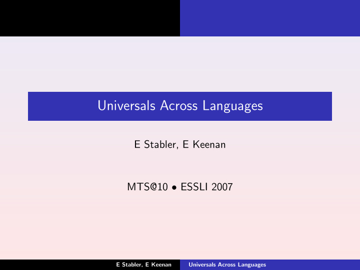 universals across languages