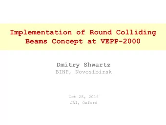 Implementation of Round Colliding  Beams Concept at VEPP-2000  Dmitry Shwartz  BINP, Novosibirsk
