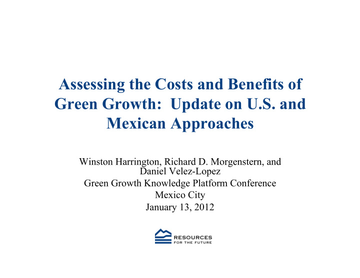 assessing the costs and benefits of green growth update
