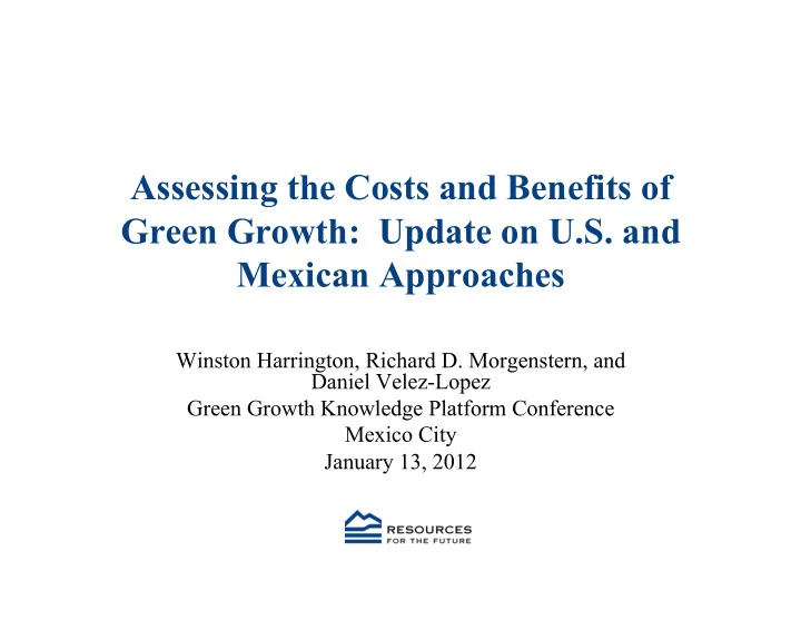 assessing the costs and benefits of green growth update