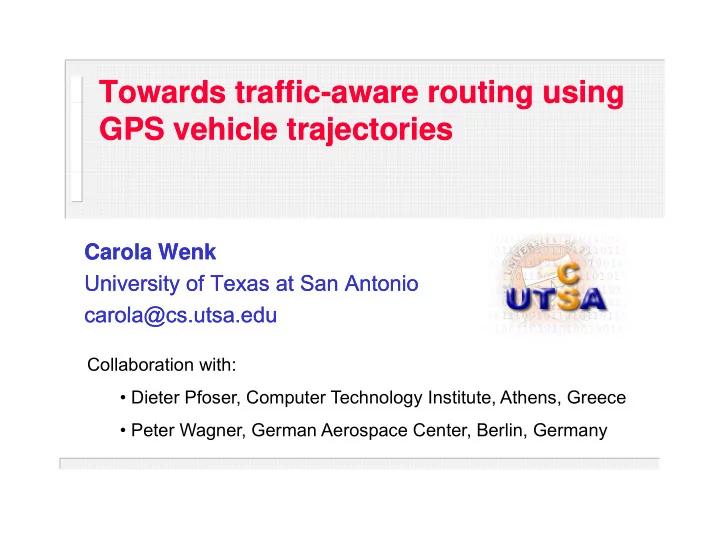 towards traffic towards traffic aware routing using o a