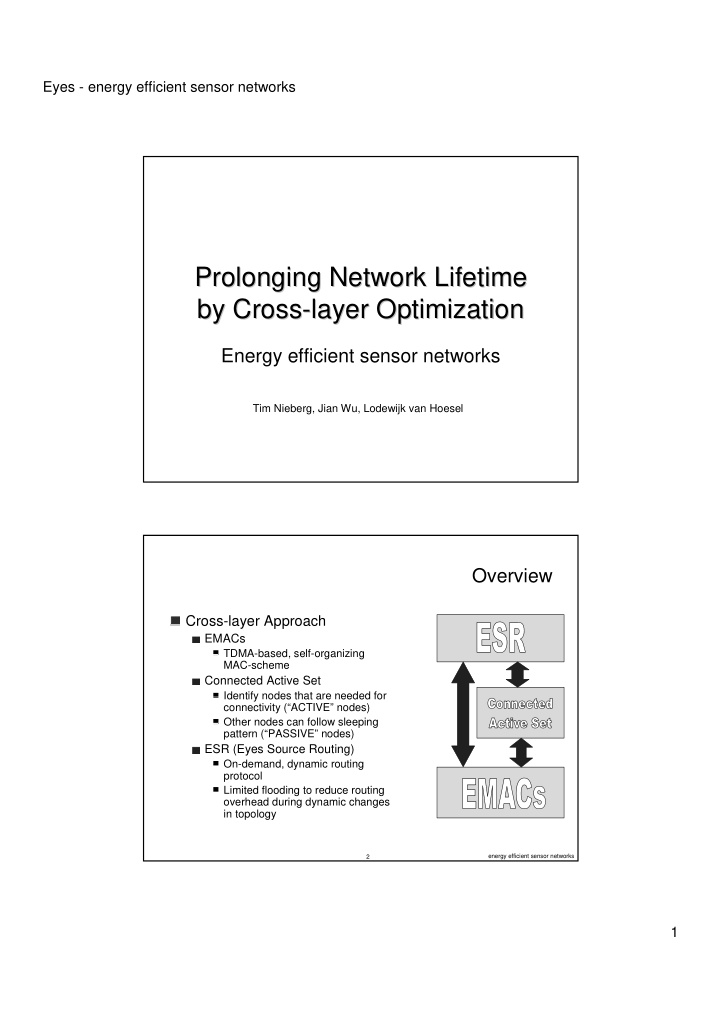 prolonging network lifetime prolonging network lifetime