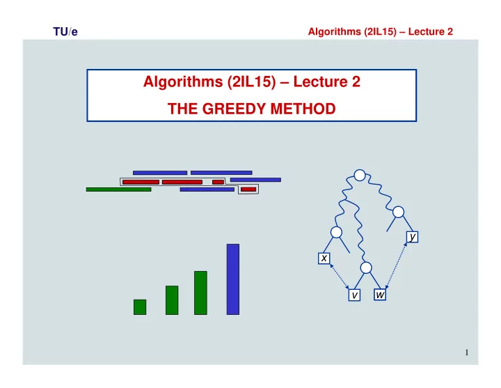 algorithms 2il15 lecture 2 the greedy method
