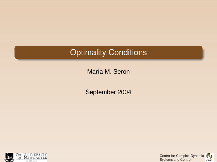 optimality conditions