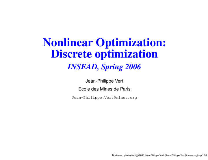 nonlinear optimization discrete optimization