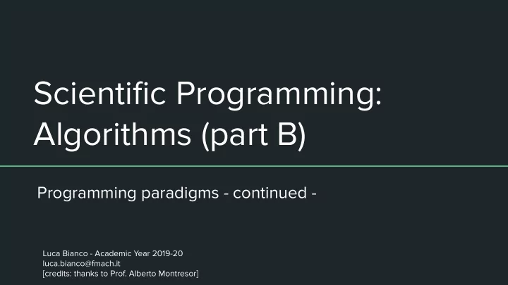 scientific programming algorithms part b
