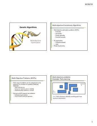 10/20/19  Multi-objective Evolutionary Algorithms  Genetic Algorithms   Multi-objective