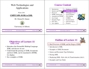 Course Content  Web Technologies and  Applications   Introduction   Databases &amp; WWW
