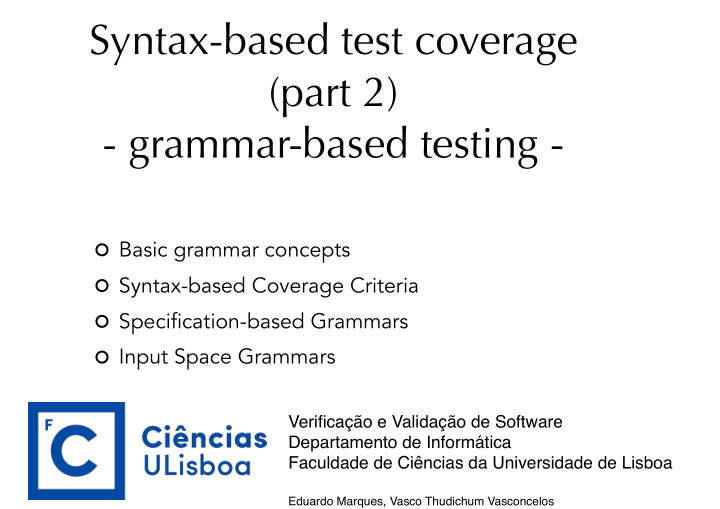 syntax based test coverage part 2 grammar based testing