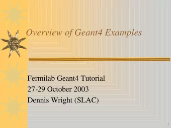 Overview of Geant4 Examples  Fermilab Geant4 Tutorial  27-29 October 2003  Dennis Wright (SLAC)  1