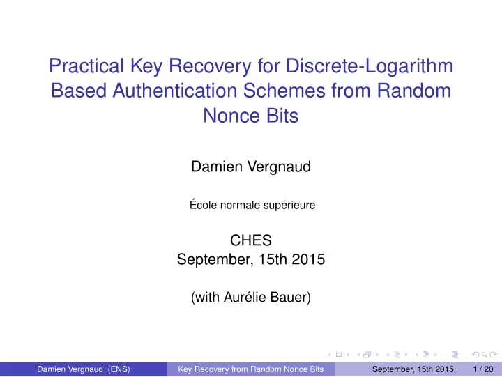 practical key recovery for discrete logarithm based