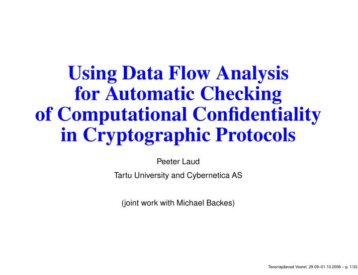 using data flow analysis for automatic checking of