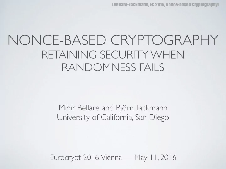 nonce based cryptography