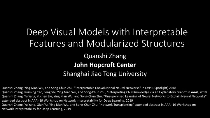 deep visual models with interpretable