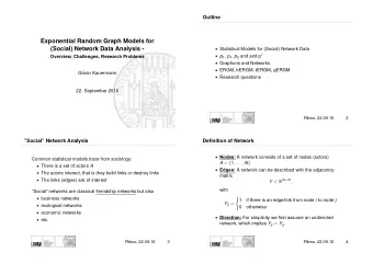 Exponential Random Graph Models for  (Social) Network Data Analysis -  Statistical Models for