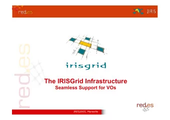 The IRISGrid Infrastructure  Seamless Support for VOs  JRES2005, Marseille  Virtual Organisations
