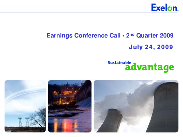 earnings conference call 2 nd quarter 2009 july 24 2009