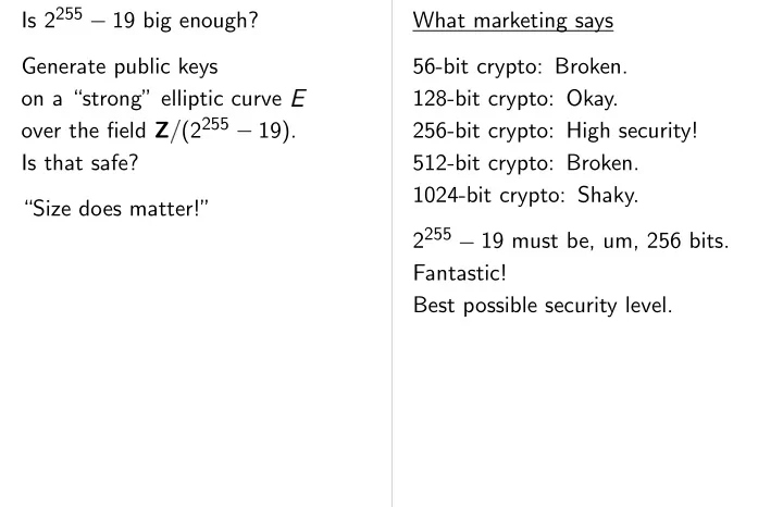 19 big enough what marketing says generate public keys 56