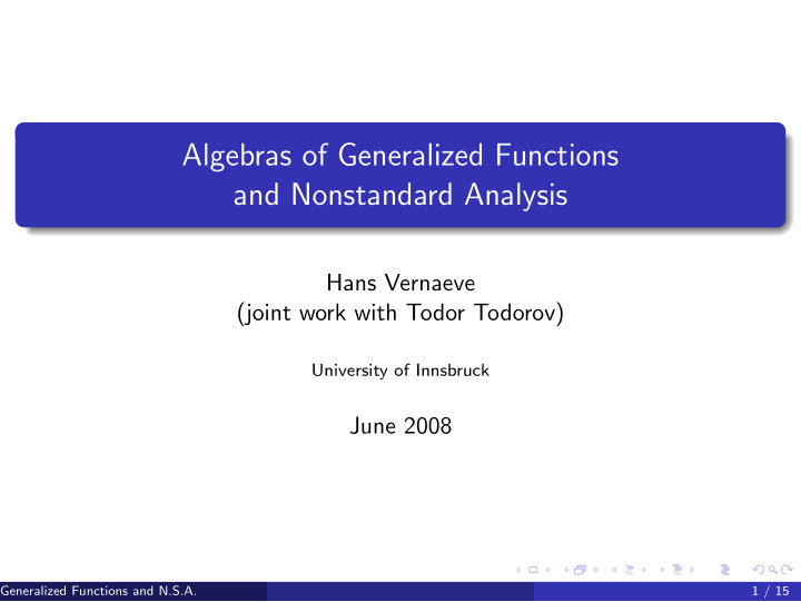 algebras of generalized functions and nonstandard analysis