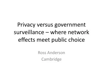 Privacy versus government surveillance  where network  effects meet public choice  Ross Anderson