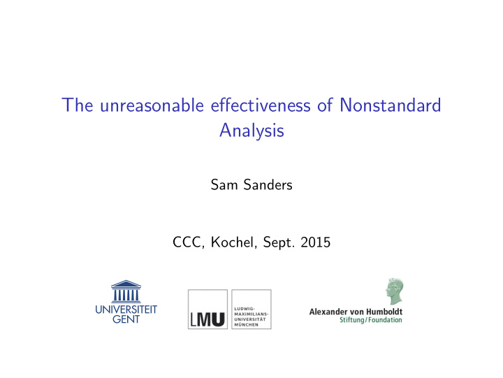 the unreasonable effectiveness of nonstandard analysis
