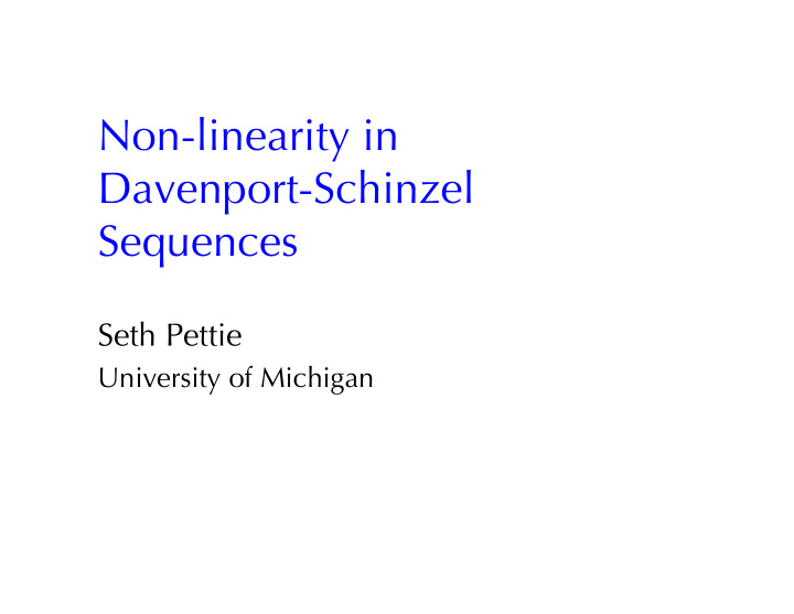 non linearity in davenport schinzel sequences