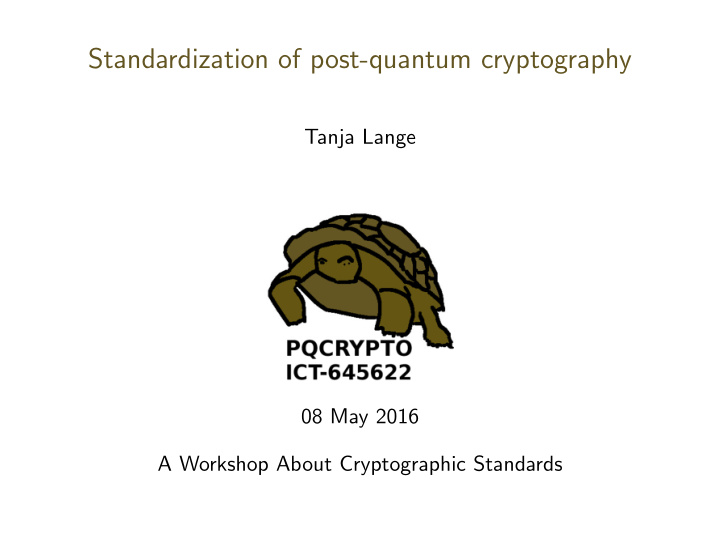 standardization of post quantum cryptography