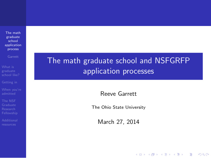 the math graduate school and nsfgrfp
