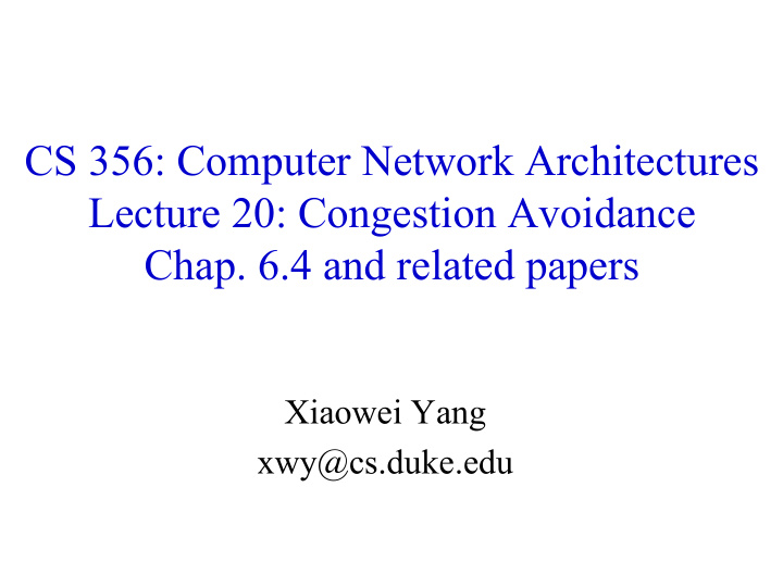 cs 356 computer network architectures lecture 20