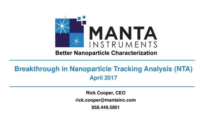 breakthrough in nanoparticle tracking analysis nta
