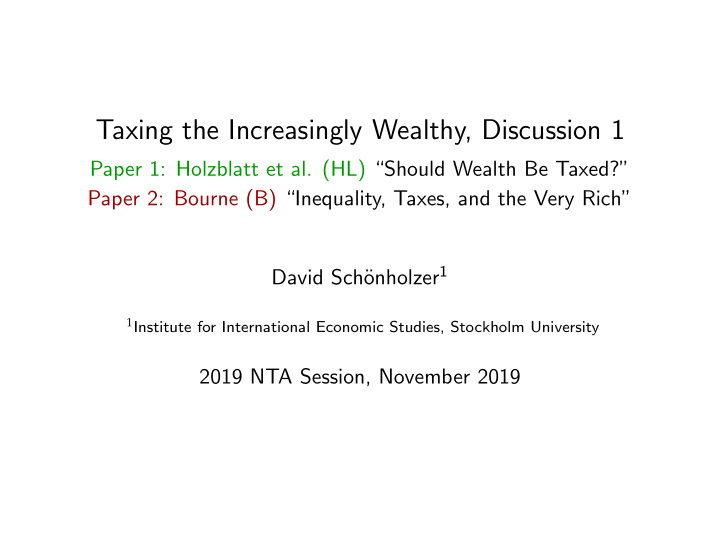 taxing the increasingly wealthy discussion 1