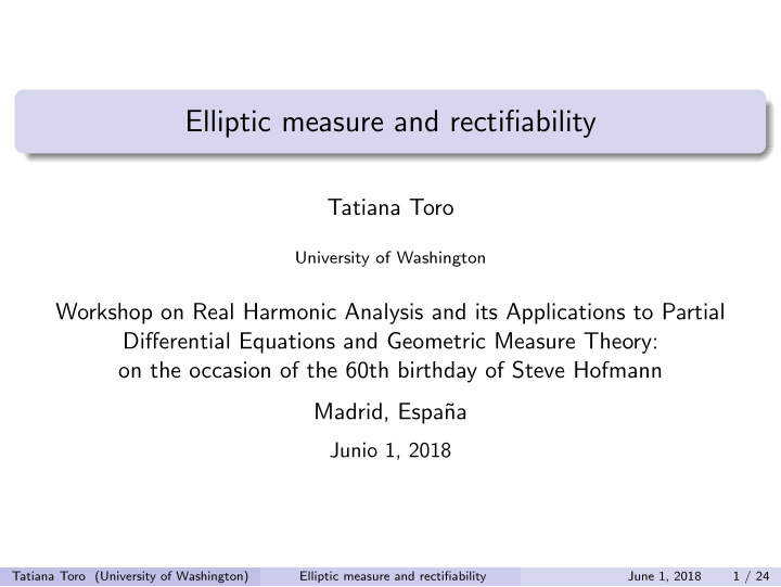 elliptic measure and rectifiability