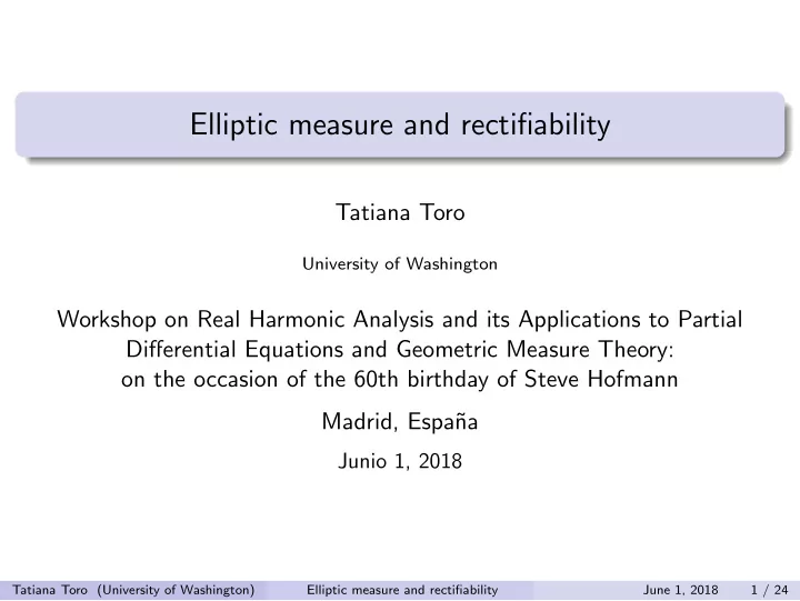 elliptic measure and rectifiability