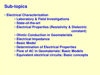 Sub-topics  Electrical Characterization  Laboratory &amp; Field Investigations