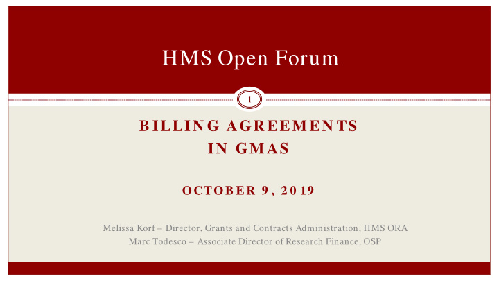 hms open forum