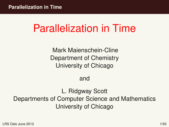 parallelization in time