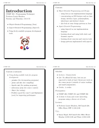 Introduction  Object-Oriented Programming and Design:  using Java as our implementation