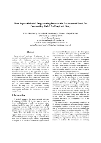 Does Aspect-Oriented Programming Increase the Development Speed for  Crosscutting Code? An