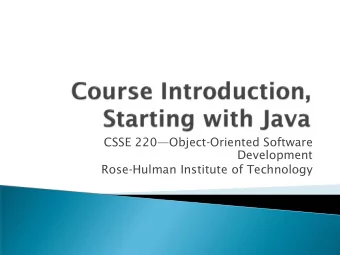 Rose-Hulman Institute of Technology  Roll Call  A few administrative details  Verify