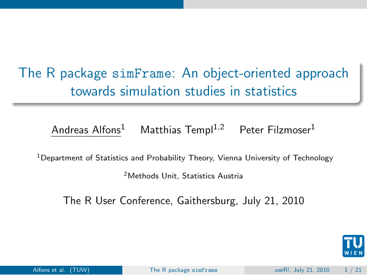 the r package simframe an object oriented approach