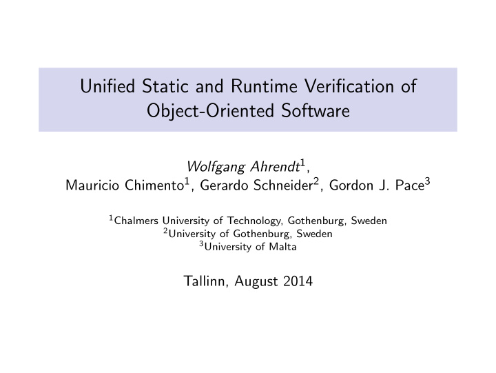 unified static and runtime verification of object