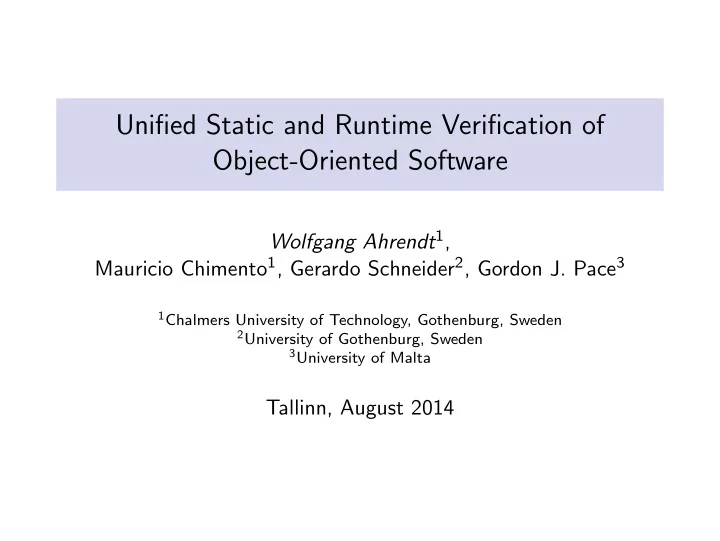unified static and runtime verification of object