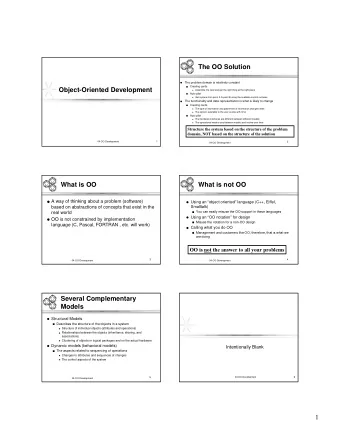 1  We Will Cover  Requirements specification  The OO Development Process  Very briefly