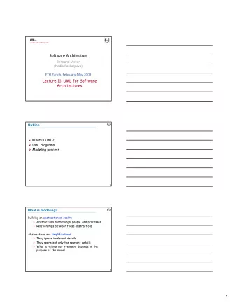 1  Architecture vs. Software Engineering  Problem  Problem  Design  Model  Reverse  Implementation