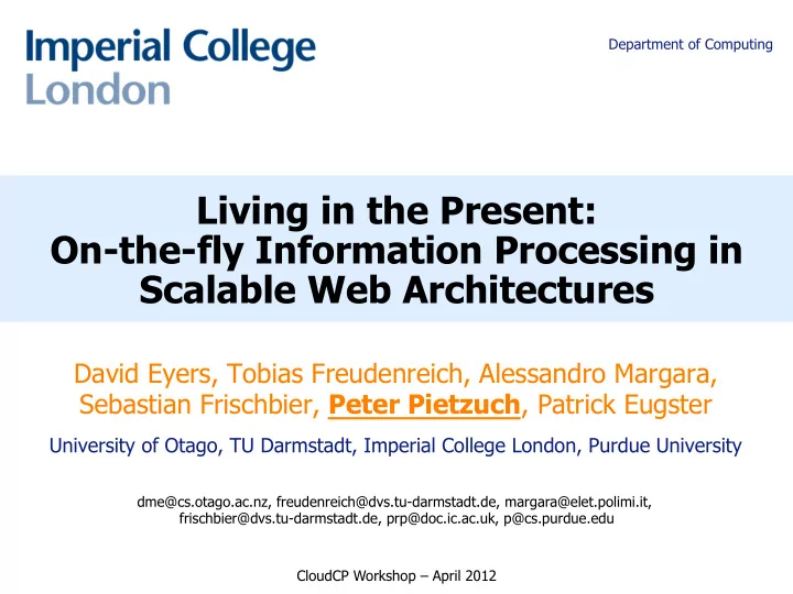living in the present on the fly information processing