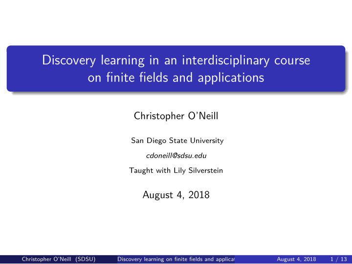 discovery learning in an interdisciplinary course on