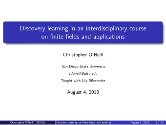 Discovery learning in an interdisciplinary course  on finite fields and applications  Christopher