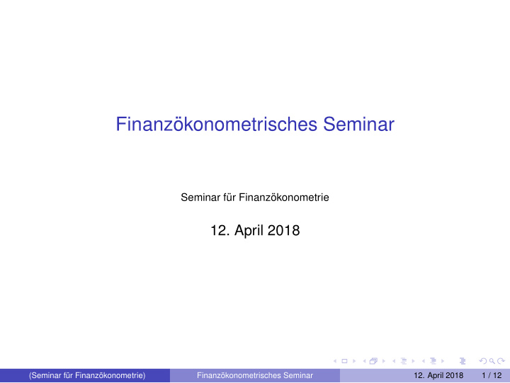 finanz okonometrisches seminar