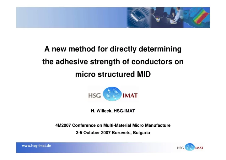 a new method for directly determining the adhesive